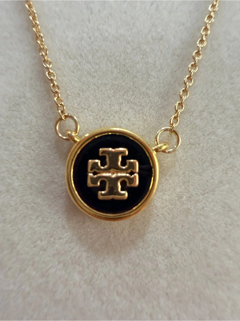 Tory Burch Kira Enamel Pendant Necklace, Black - New